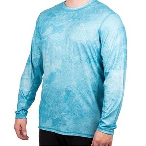 Realtree Fishing Light Blue Waves Performance Fishing Shirt XL